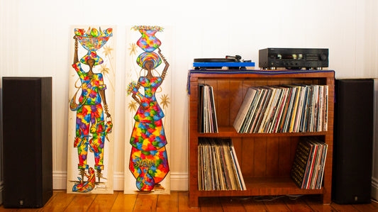 Multicoloured Women with Fish and Vases